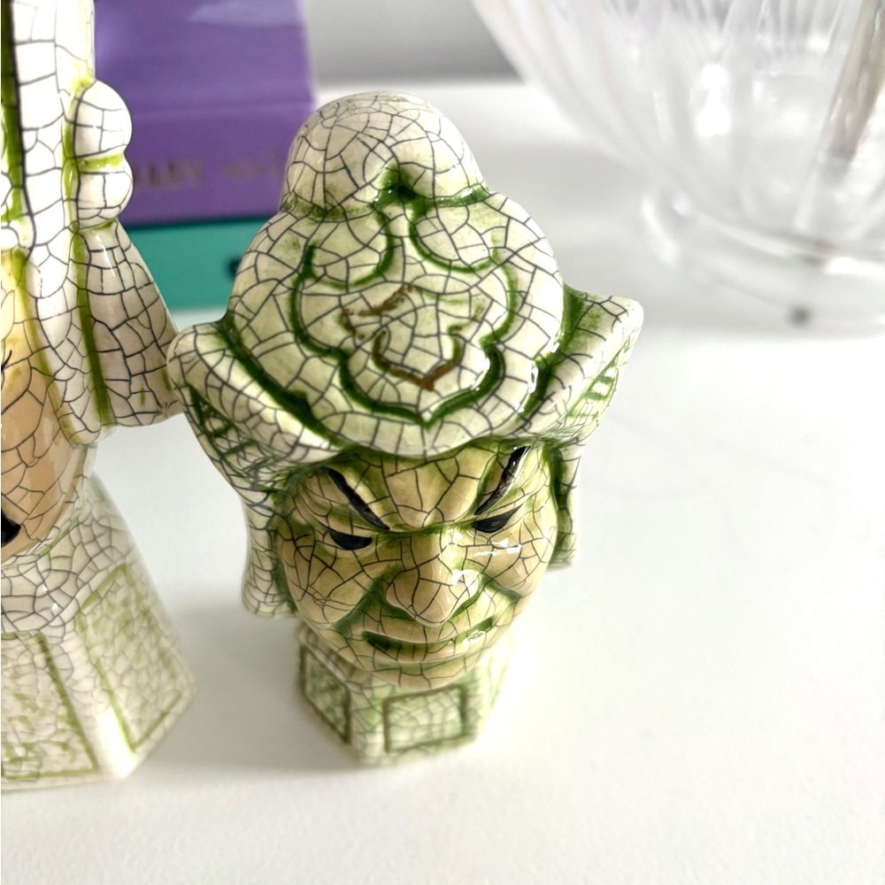Vintage Asian-inspired crackle glaze figurine set - Picture 3 of 8